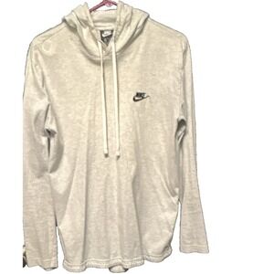 Nike Men's Gray Cotton Blend Jersey Pullover Hoodie Logo Drawstring Size M